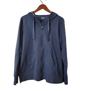 Love.Life.Live Women's Large‎ Blue Lightweight Hooded Full Zip Jacket Hoodie